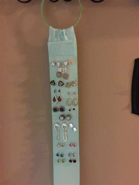 Diy Post And Stud Earring Holder Made From Ribbon Wrap Off Of
