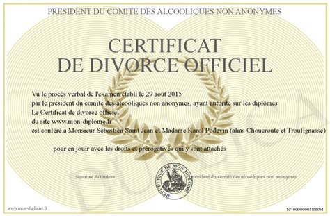 Certificat De Divorce Officiel