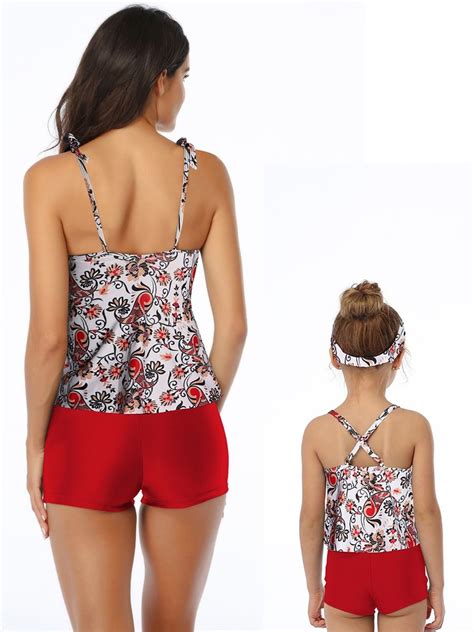 Wholesale Mom And Daughter Floral Swimwear Set 19120610