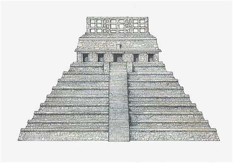Illustration Of Temple Of The Inscriptions Palenque