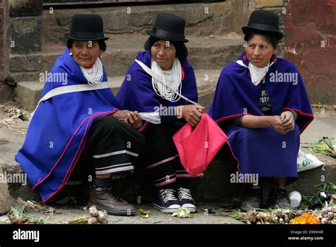 Indigenous Guambiano People On The Market In Silvia Near Popayan