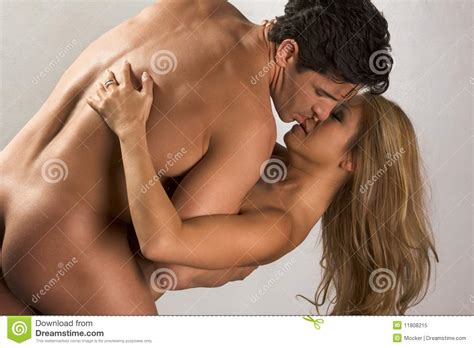 Naked Mid Aged Interracial Couple In Love Kissing Royalty