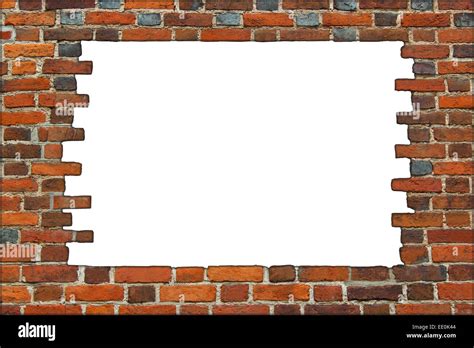 Broken Brick Wall Isolated On The White Background Stock Photo Alamy