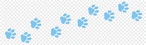 Blue Paw Print Icon Isolated Seamless Pattern On Transparent Background