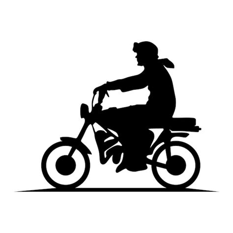 Premium Vector Man Riding Vintage Motorcycle Silhouette Illustration