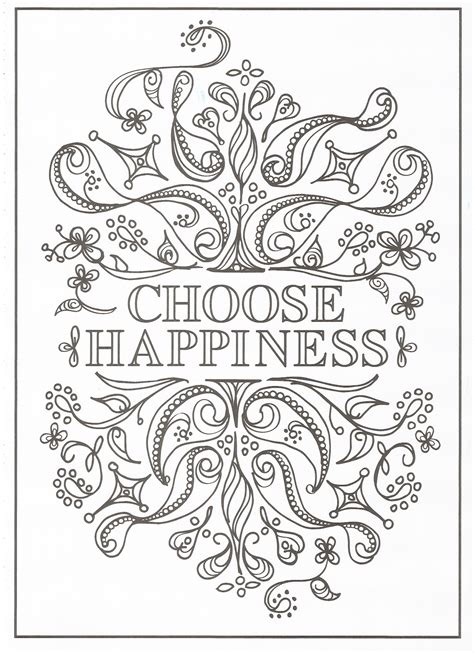 Timeless Creations Creative Quotes Coloring Page Choose Happiness