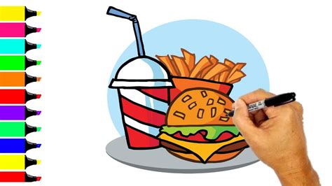 How To Draw Fast Food Junk Food Drawing Step By Step Youtube