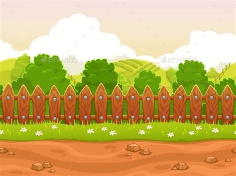 Seamless Cartoon Country Landscape Cartoon Background Old Paper