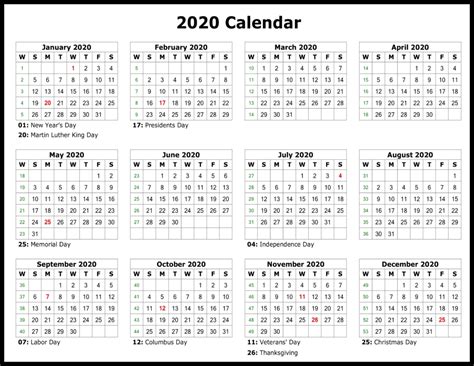 Employee Vacation Calendar Template 2020 Printable Free Calendar