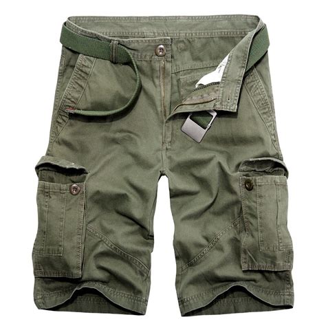 Army Green Cargo Shorts Men Casual Military Fashion Cotton Shorts Homme