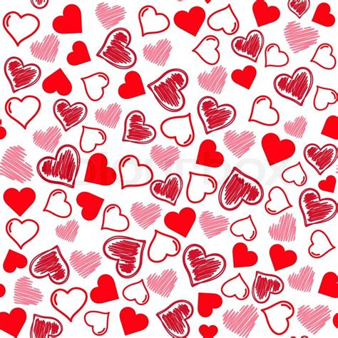 Seamless Hearts Pattern Hand Drawn Stock Vector Colourbox