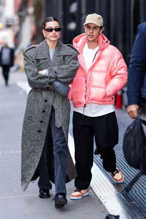hailey and justin bieber have switched up their couple s style for winter british vogue