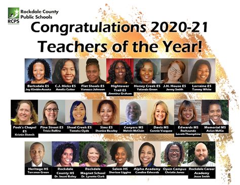 Rcps Teachers Of The Year 2020 21 Rockdale County Public Schools