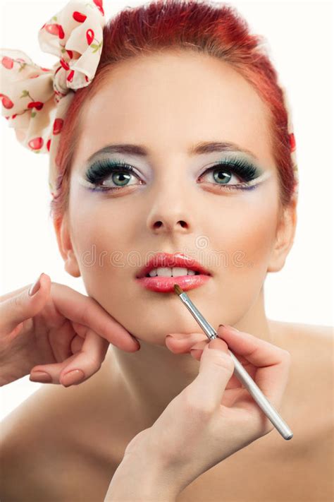 Pinup Makeup Stock Photo Image Of Artist Closeup Apply