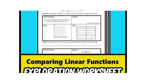 comparing linear functions worksheet pdf