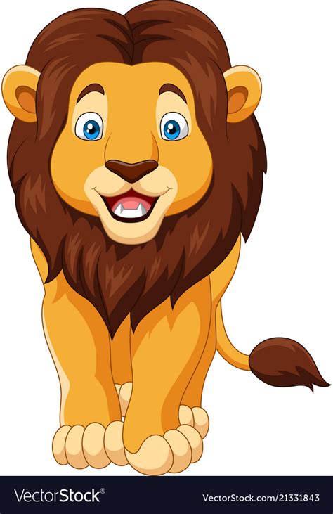 Cartoon Happy Lion Isolated On White Background Vector Image