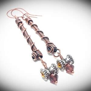 Wire Wrapped Jewelry Hanging Earrings Copper Jewelry Etsy