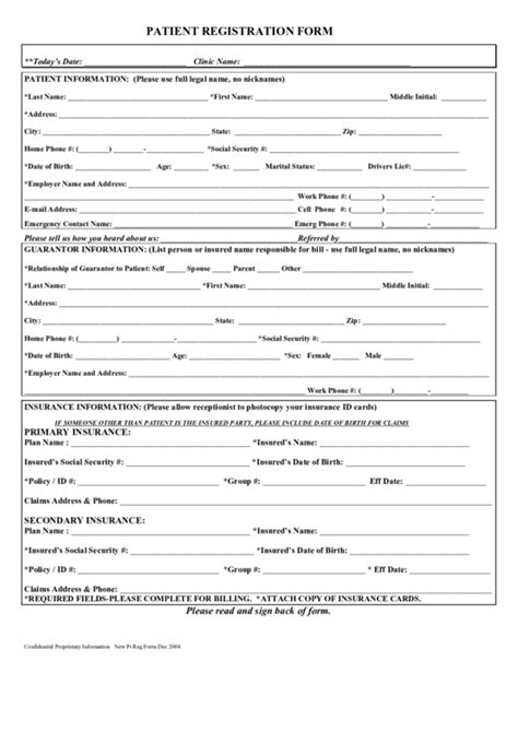 Sample Patient Registration Form Printable Pdf Download