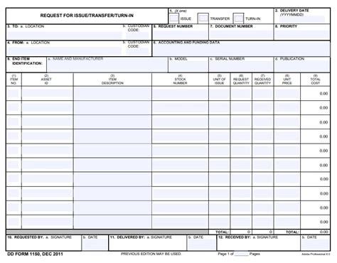 Download Fillable Dd Form 1150