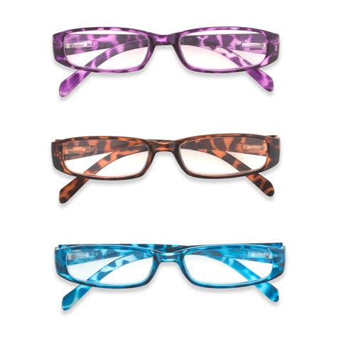 Inner Vision Women S Pack Leopard Print Reading Glasses Purple Blue Brown