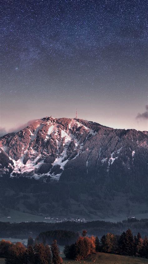 Switzerland Alps Mountains Stars Galaxy Iphone Wallpaper