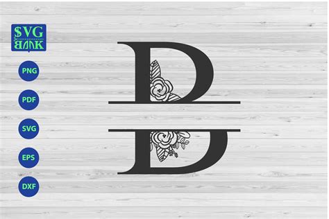 Split Monogram Letters B Svg Alphabet Floral Initial Logo B