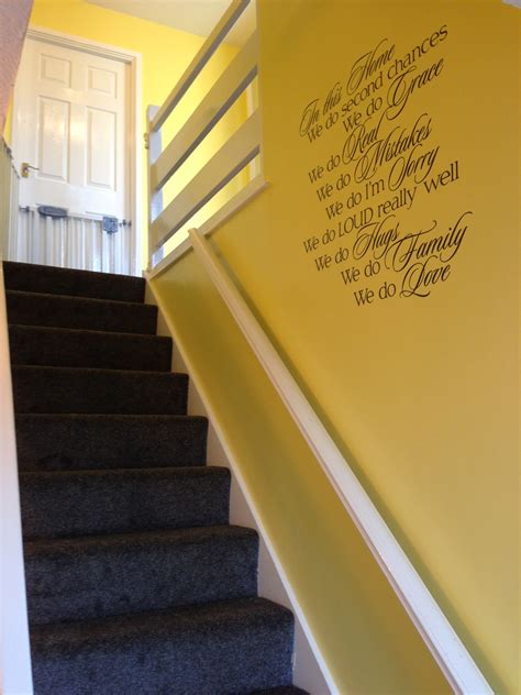 Blog house tour work with us. Hallway stairs and landing - blue and yellow! | Yellow hallway, Hallway, Stairs
