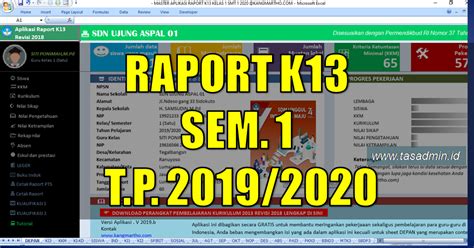 Aplikasi Raport K13 Kelas 1 Semester 2 Revisi 2020