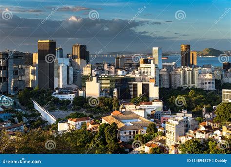 Rio De Janeiro City Downtown View By Sunset Stock Image Image Of