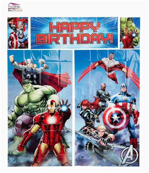Happy Birthday Banner Avengers Wall Decoration Kids Happy Birthday