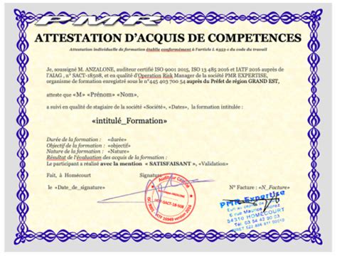 Certificat De Compétences Pmr Expertise