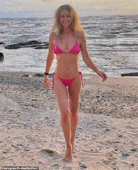 Supermodel Paulina Porizkova Shows Off Her Sensational Figure In A Pink Bikini In Costa