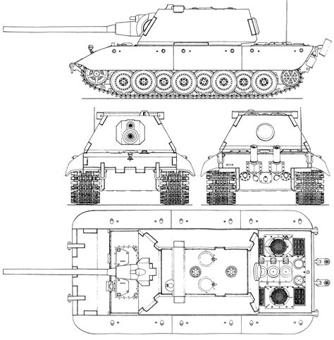 E 100 Blueprint Tanks Military War Tank Blueprints