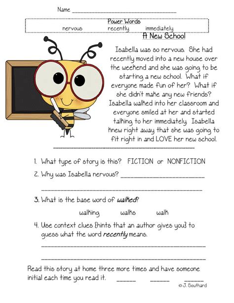 Fluency Comprehension And Vocabulary Packets Reading Comprehension