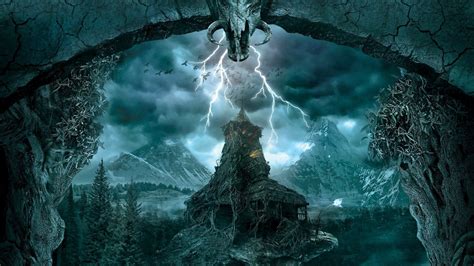 Download Blue Lightning Forest Mountain Gothic Landscape Fantasy Movie