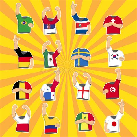 Soccer Cup 2018 Country Flags Of Football Teams On World Map