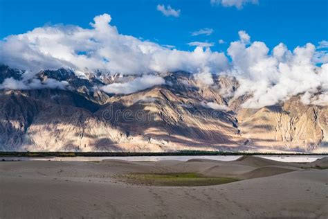 Landscape Around Hunder Sand Dunes In Nubra Valley Ladakh India Stock