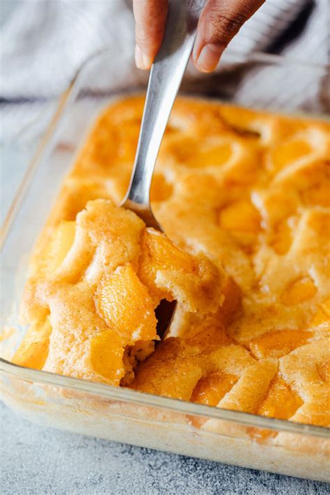 Add the peaches to the baking dish, i. Bisquick Peach Cobbler - Easy Peasy Meals