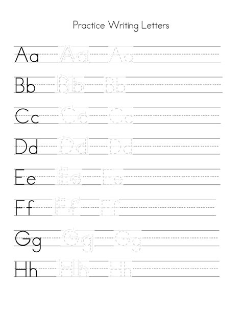 Alphabet Writing Practice Sheet Learning Printable