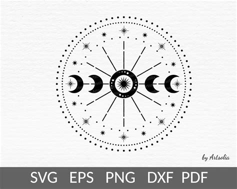 Sun Moon Svg Moon Phases Svg Lunar Witch Aesthetic Cricut Etsy
