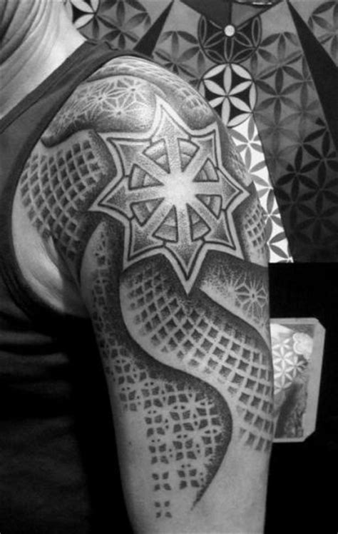 Shoulder Tribal Dotwork Tattoo By Sakrosankt