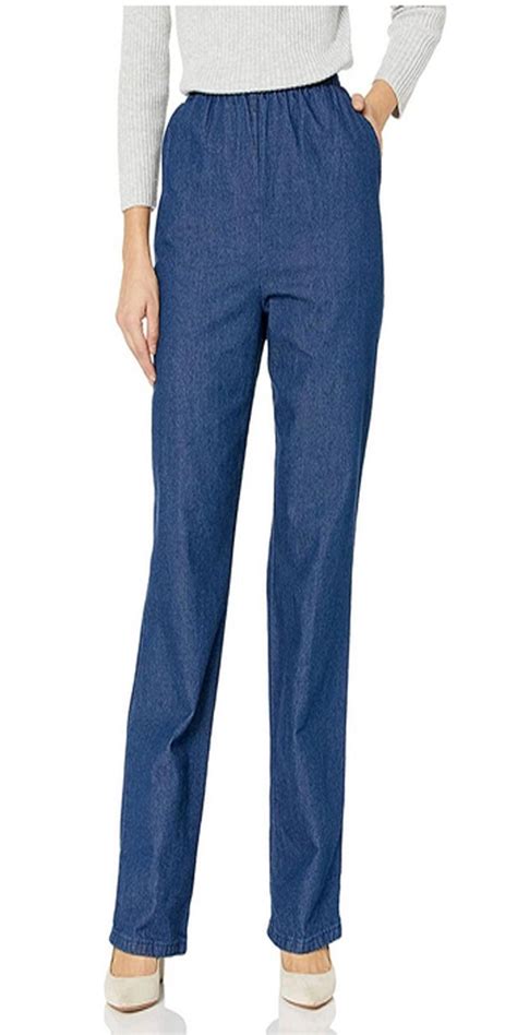 Chic Classic Collection Womens Cotton Pull On Pant With Elastic Waist
