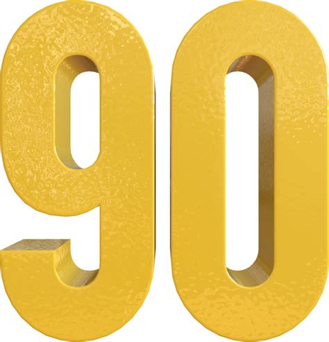 Nummer 90 Gelbe Metallfarbe 3d Rendering 16653155 Png