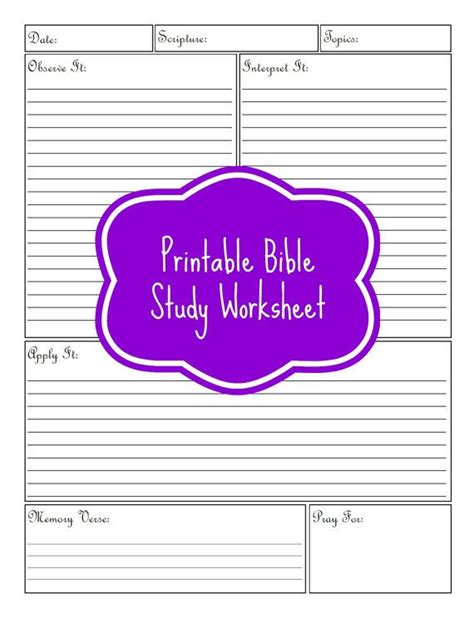 Printable Bible Study Worksheet Bible Study Printables Bible Study