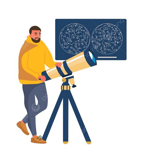 Looking Through Vector Hd Png Images Man Looks Through Telescope