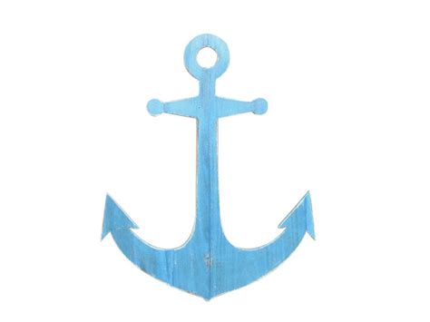 Buy Wooden Rustic Light Blue Wall Mounted Anchor Decoration In Nautical Decor