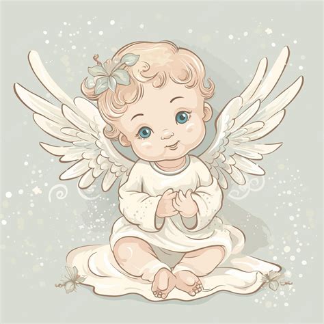 Premium Vector Baby Angel With Wings On A Blue Background