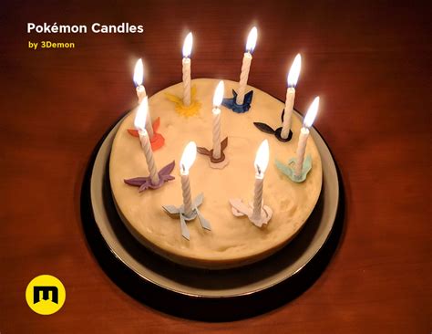 Pokemon Eeveelutions And Pikachu Birthday Candles 3demon 3d Print