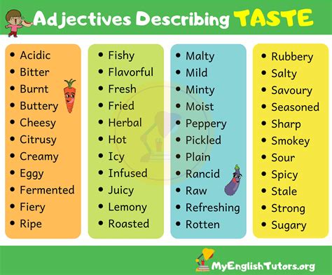 Food Adjectives: 40+ Adjectives for Describing the Taste of Food - My ...