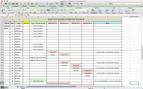 Tv Production Schedule Template